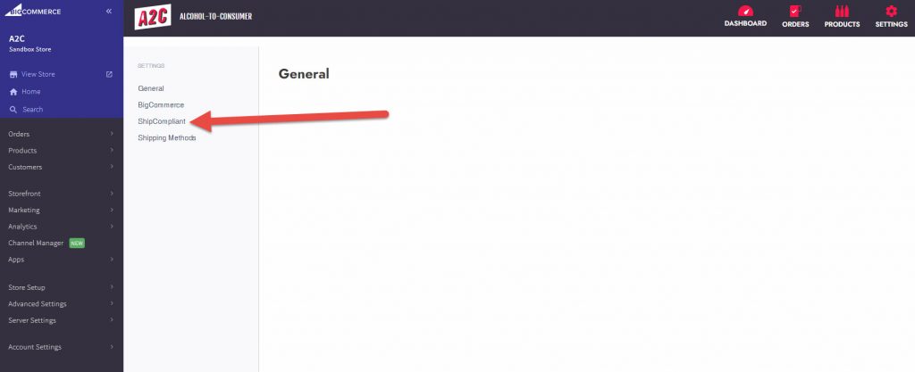 ShipCompliant Settings in A2C