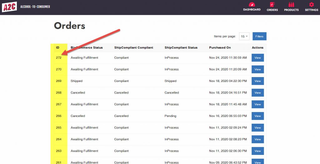 BigCommerce Order Numbers on the A2C Order Screen