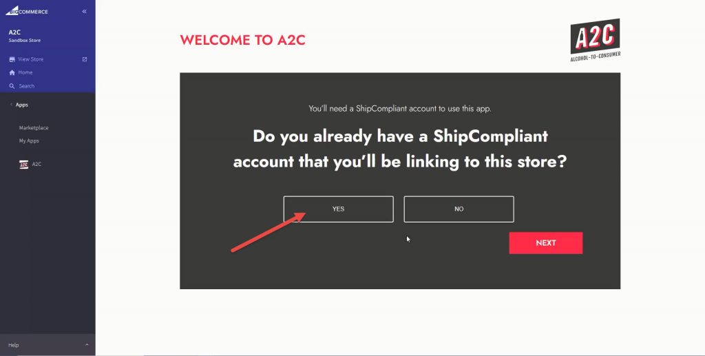Do you already have a ShipCompliant account that you'll be linking to this store?